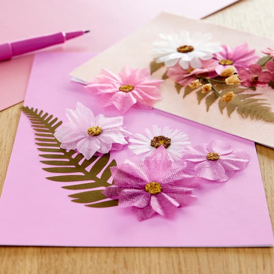 Pink Fabric Pressed Flower Embellishments by Recollections™